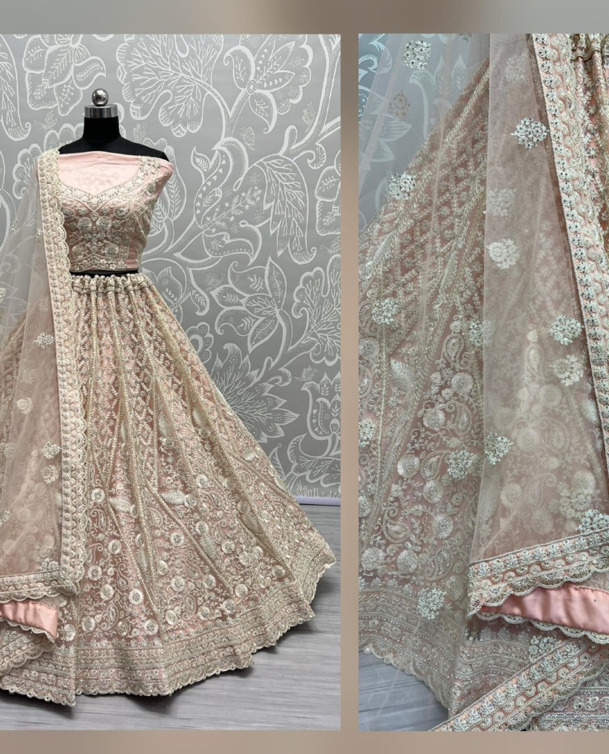 2564-pink - Dori and Zircon Diamond pink Combine Designer Partywear Lehengacholi 